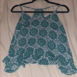 Blue Patterned Crop Tank